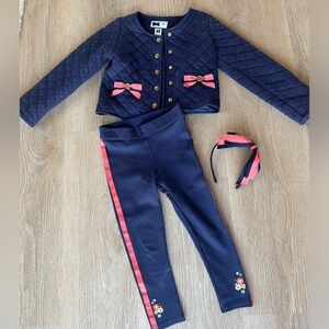 Janie and jack collection set jacket (3-4 size) leggings (3) and headband.